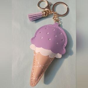 Purple Ice Cream Cone Keychain Bag Charm